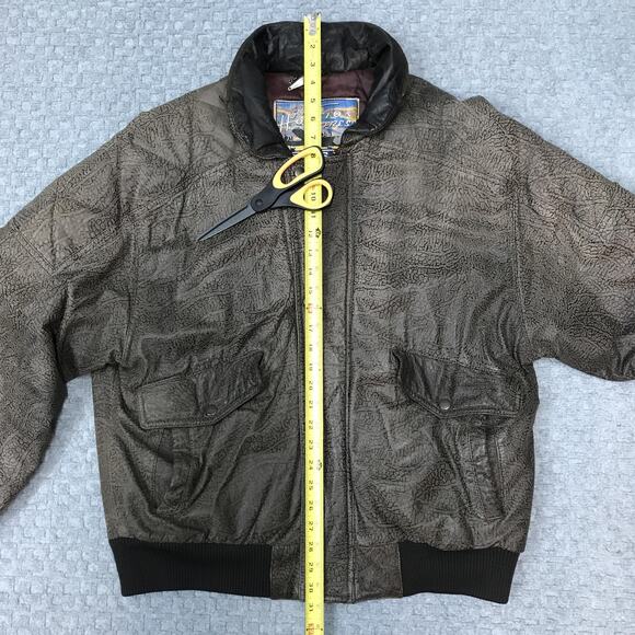 Vintage Members Only Leather Jacket Mens 46 Brown Bomber Hooded Quilted 90s - Picture 12 of 16